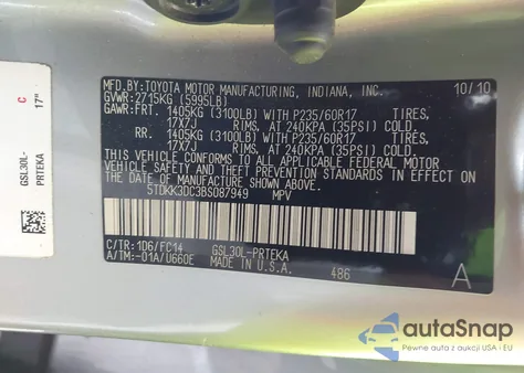 2011 Toyota Sienna Le V6 из США, поврежденный, VIN 5TDKK3DC3BS087949